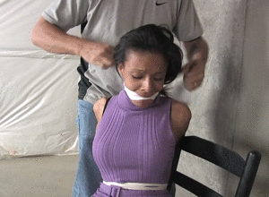 www.oldschoolbondage.com - SVBC0608-A tight mouth stuffing gag to shut her up thumbnail